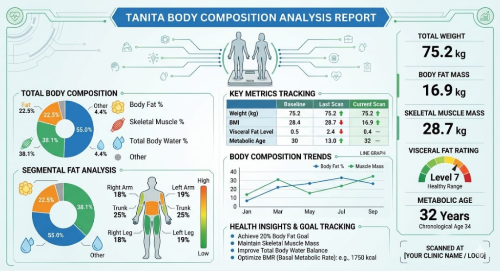 Body Composition Scan gives you a clearer picture of what is happening inside your body — so we can support your goals with more confidence and less guessing.